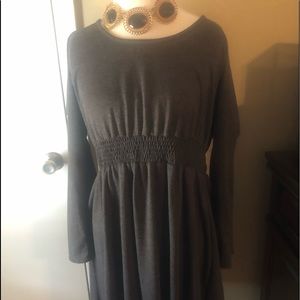 Gray Plus Size Dress with Black Lace Accent